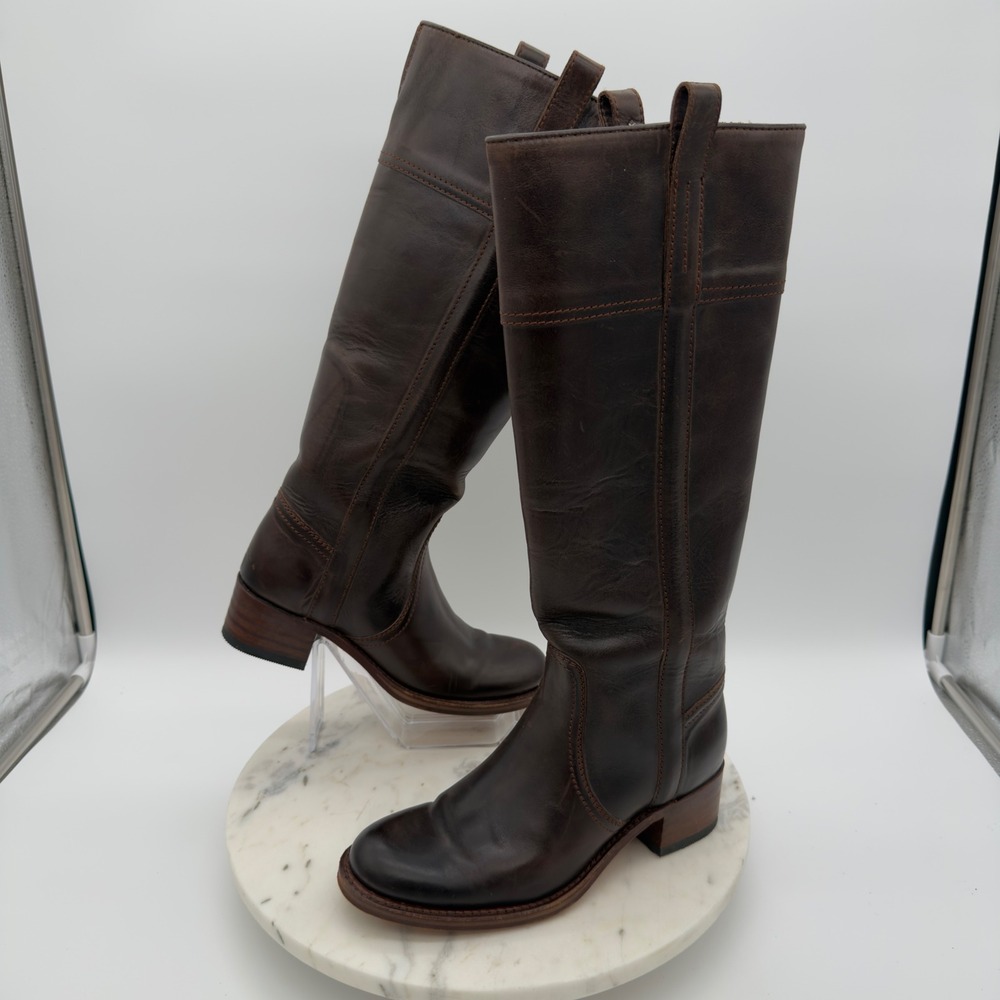 Sendra Tall Riding Boots Womens 6.5 Brown Leather Knee High Block Heel‎ 7457